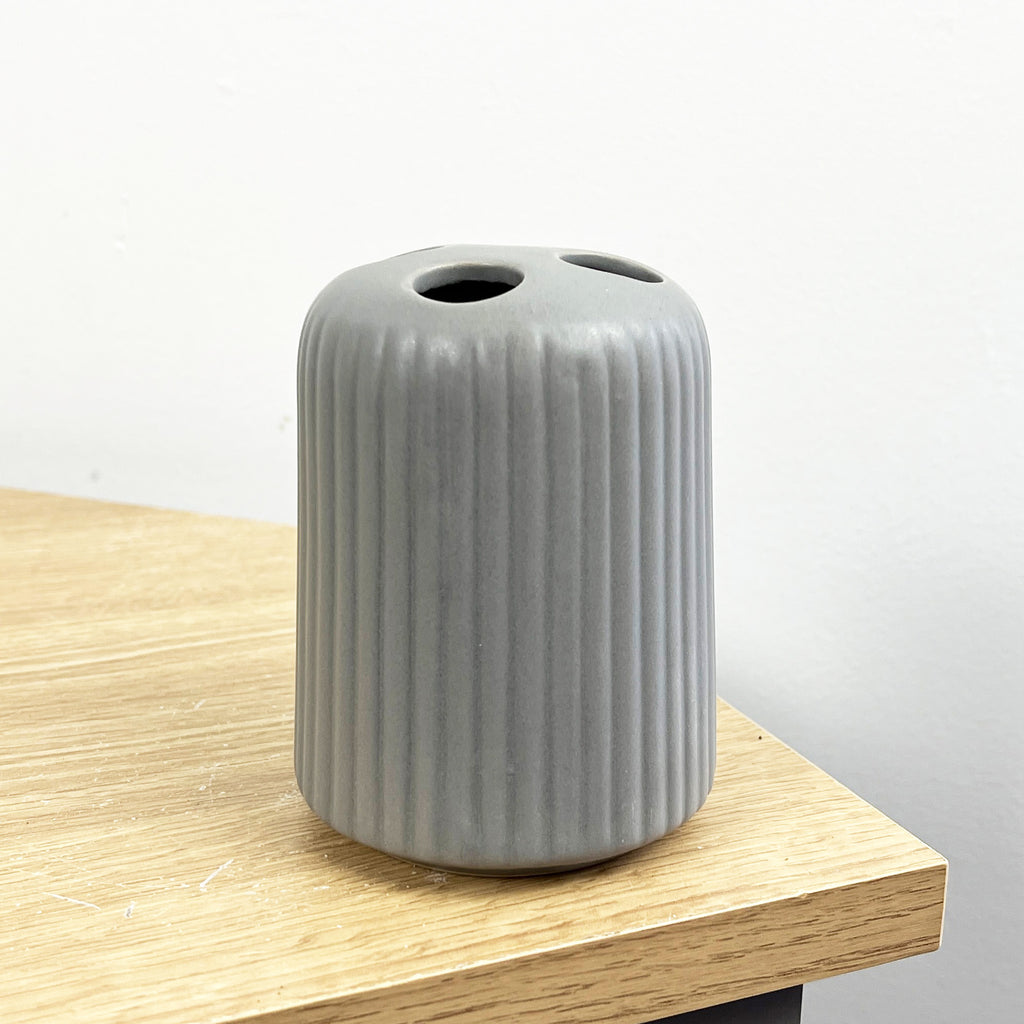 Matt Grey Ceramic Lotion Dispenser & Toothbrush Holder Set