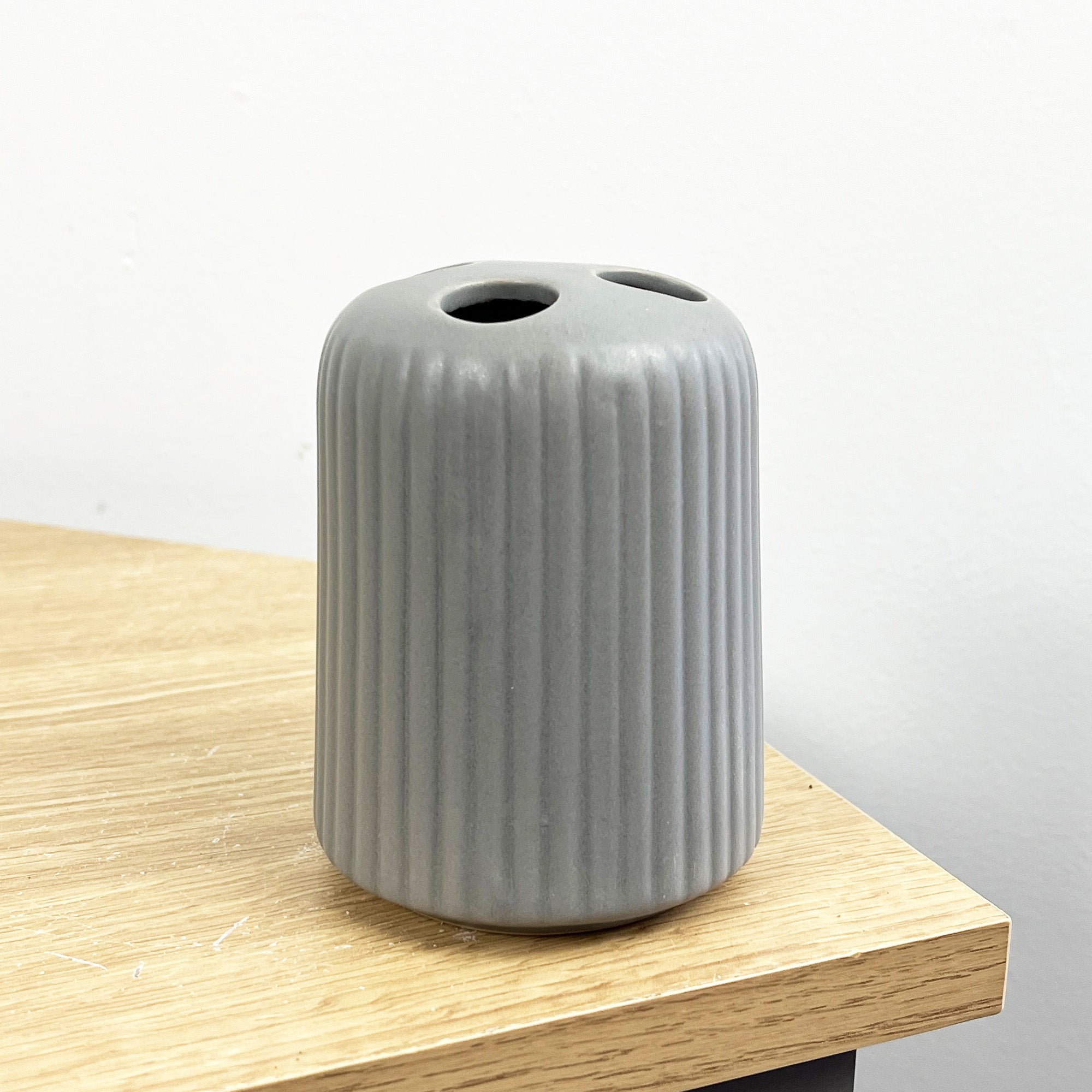 Matt Grey Ceramic Lotion Dispenser & Toothbrush Holder Set