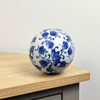 Set of 3 10cm Ornamental Decorative Balls for Bowls – White & Blue