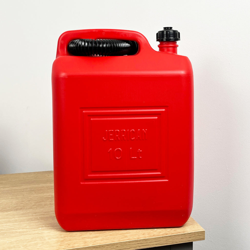 10 Litre Red Plastic Jerry Can with Flexible Spout