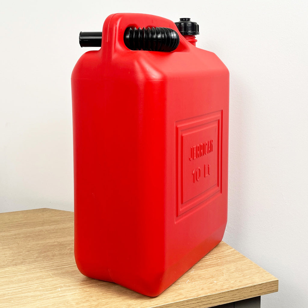 10 Litre Red Plastic Jerry Can with Flexible Spout