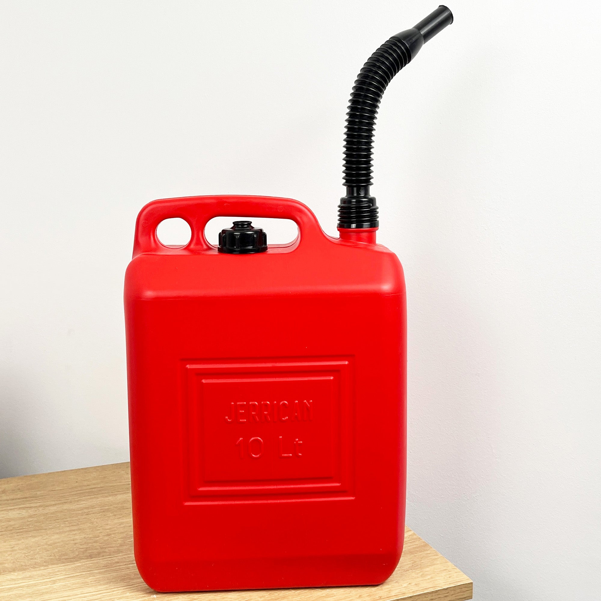 10 Litre Red Plastic Jerry Can with Flexible Spout