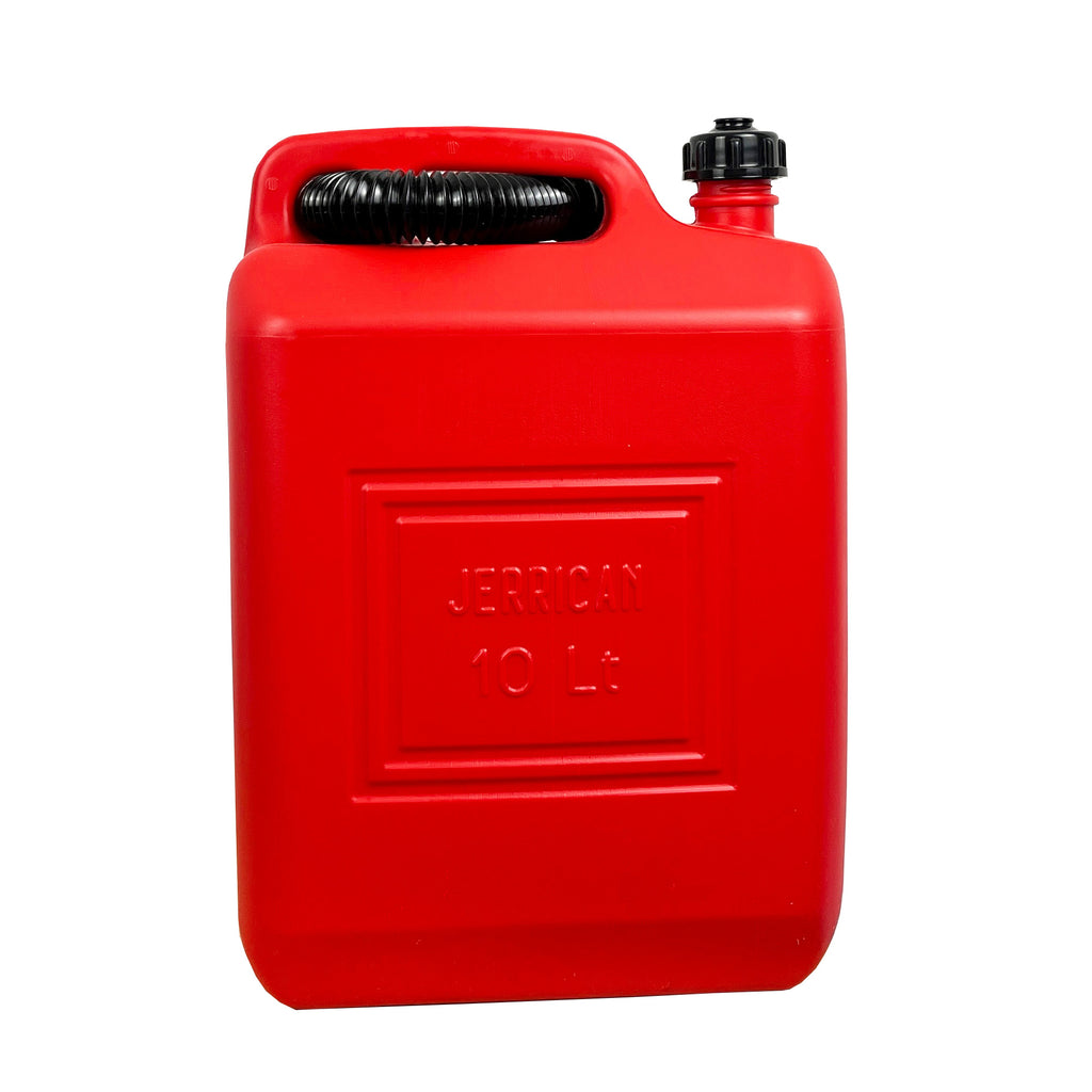 10 Litre Red Plastic Jerry Can with Flexible Spout