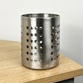 12.5cm Tall Round Cutlery Storage Caddy - Stainless Steel