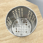 12.5cm Tall Round Cutlery Storage Caddy - Stainless Steel