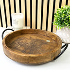 30cm Round Decorative Highland Cow Tray with Handles