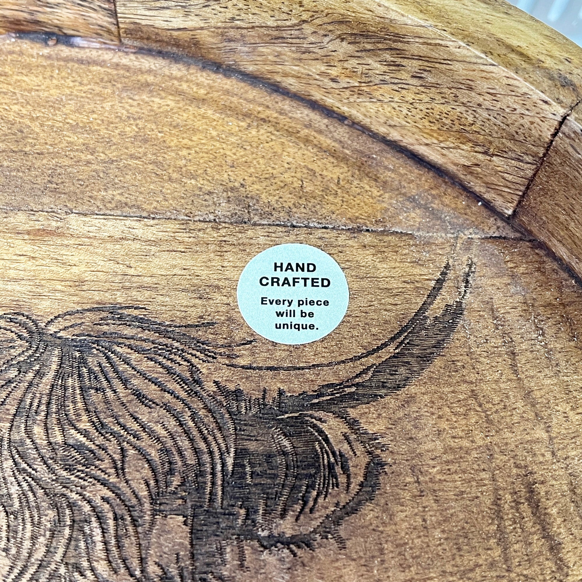 30cm Round Decorative Highland Cow Tray with Handles