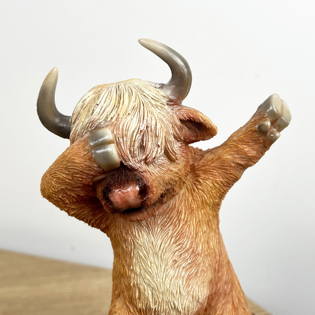 18.5cm Disco Dancing Highland Cow Ornament - Resin