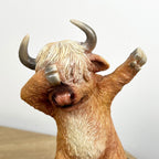 18.5cm Disco Dancing Highland Cow Ornament - Resin