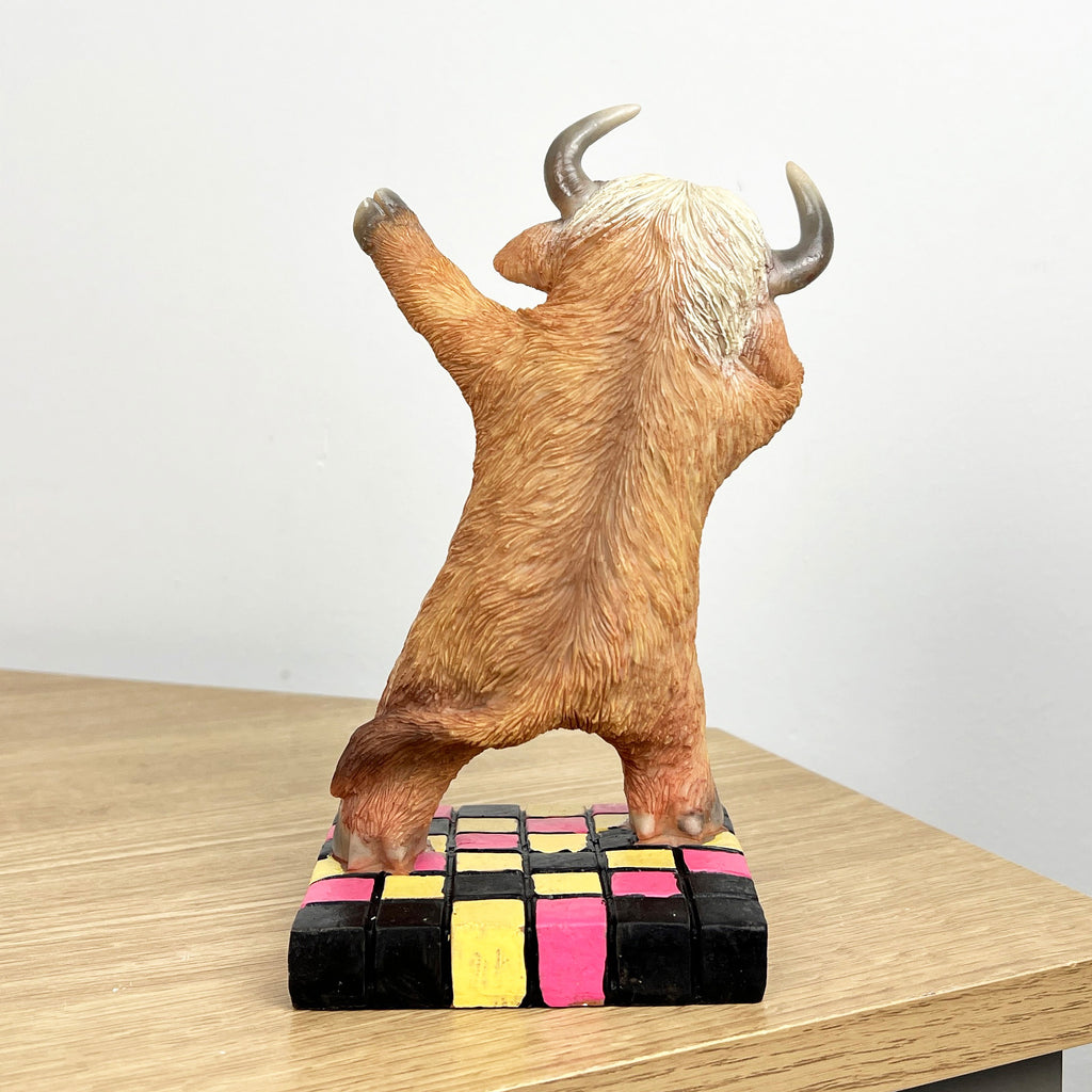18.5cm Disco Dancing Highland Cow Ornament - Resin