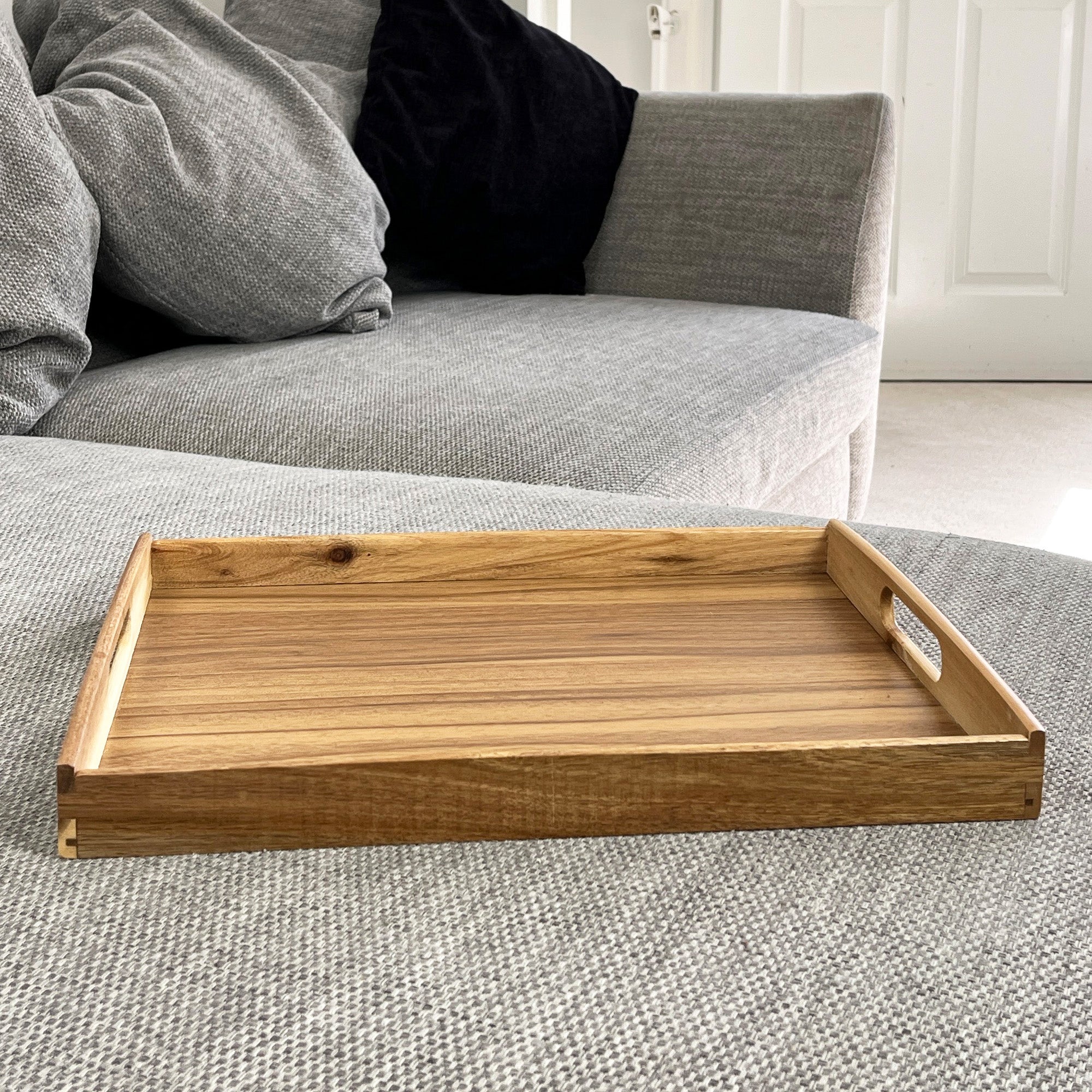 40cm Acacia Wood Rectangular Tray with Handles