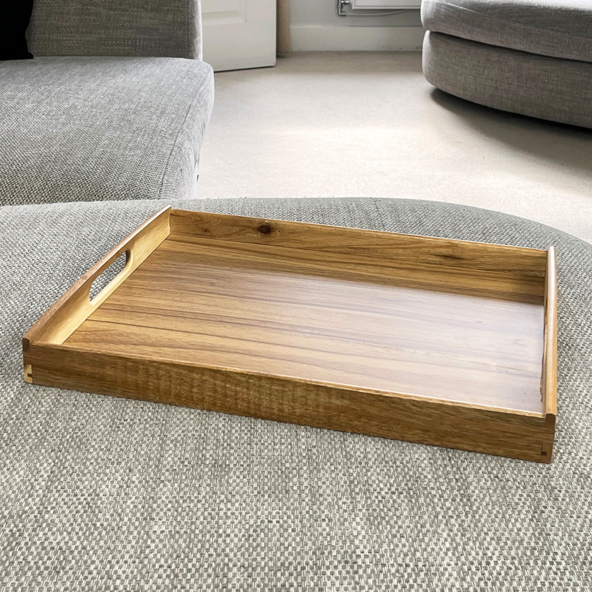 40cm Acacia Wood Rectangular Tray with Handles
