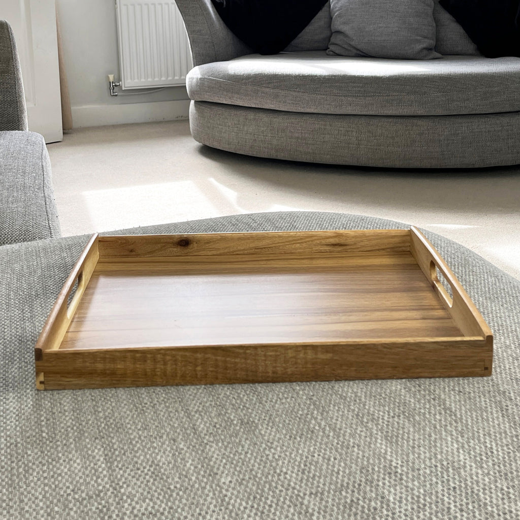 40cm Acacia Wood Rectangular Tray with Handles