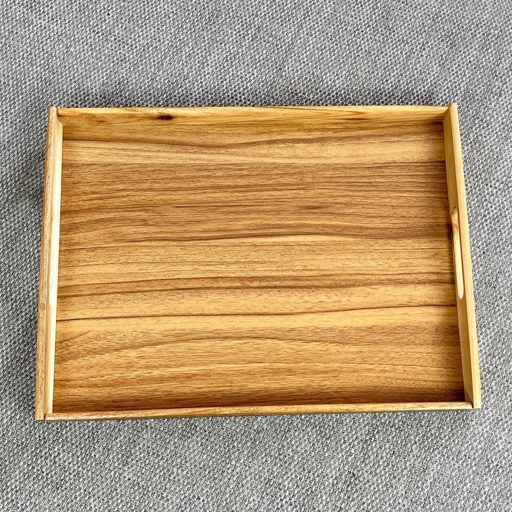 40cm Acacia Wood Rectangular Tray with Handles