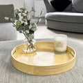35cm Round Spun Bamboo Decorative Tray with Handles