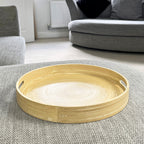 35cm Round Spun Bamboo Decorative Tray with Handles