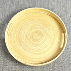 35cm Round Spun Bamboo Decorative Tray with Handles
