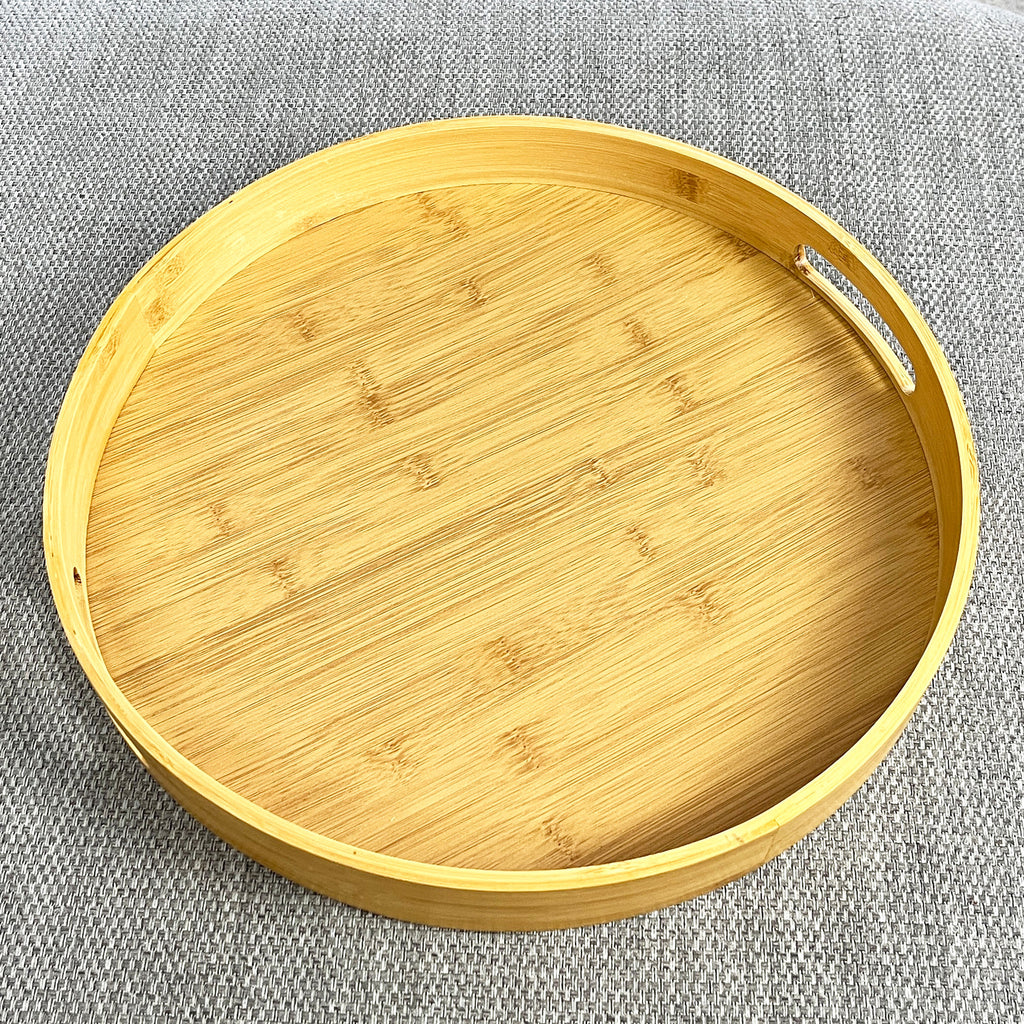 40.5cm Round Bamboo Tray with Handles