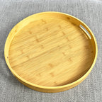 40.5cm Round Bamboo Tray with Handles