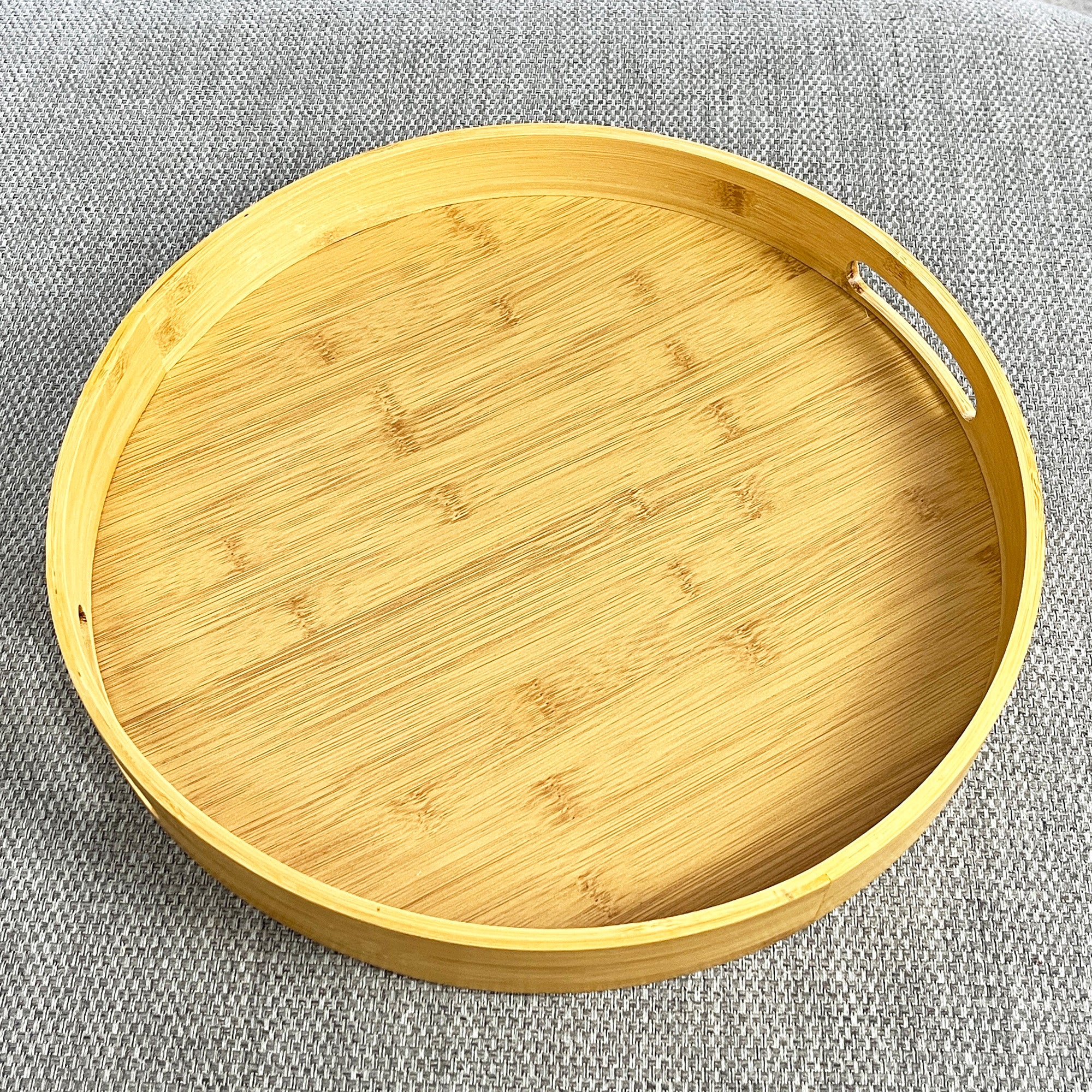 40.5cm Round Bamboo Tray with Handles