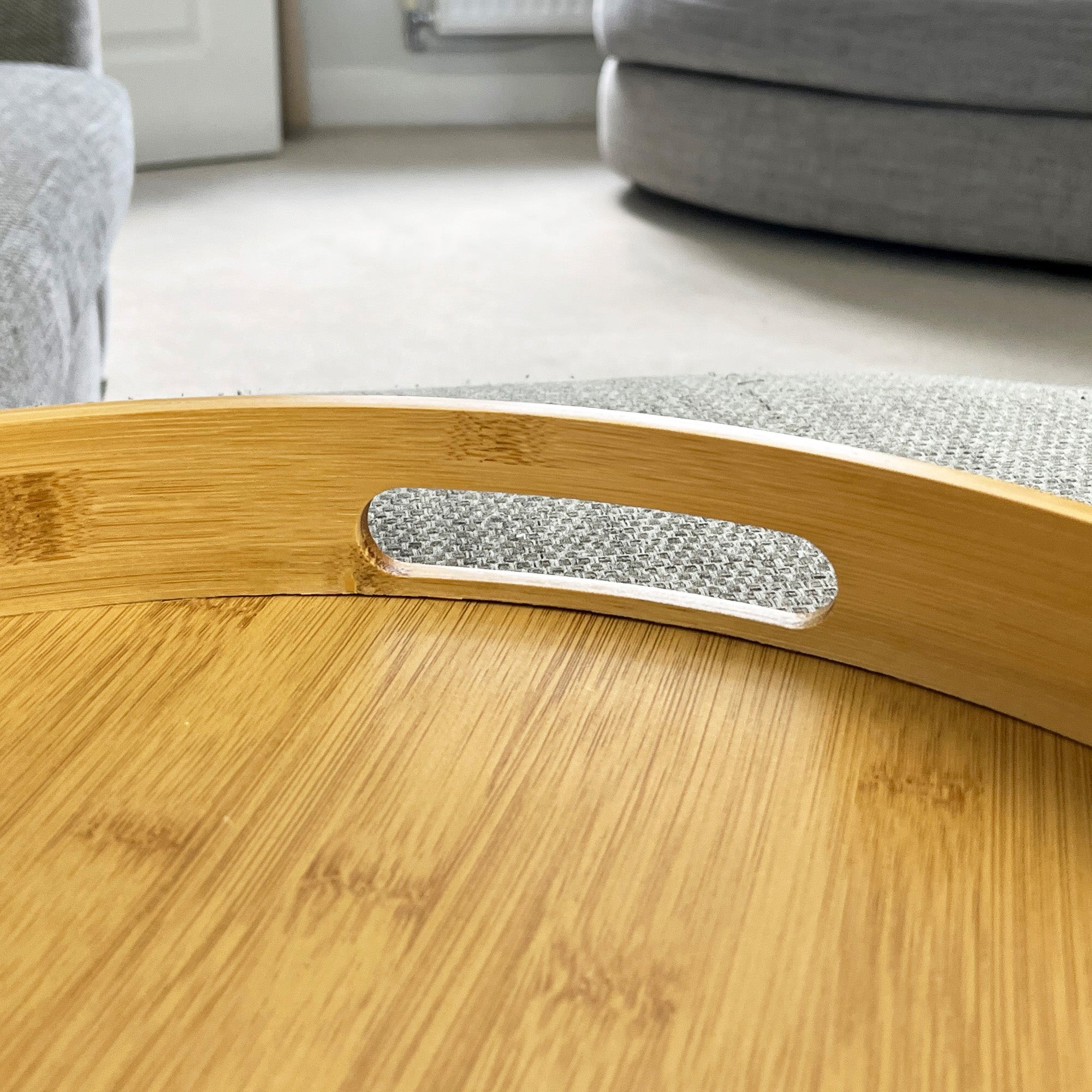 40.5cm Round Bamboo Tray with Handles