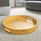 40.5cm Round Bamboo Tray with Handles