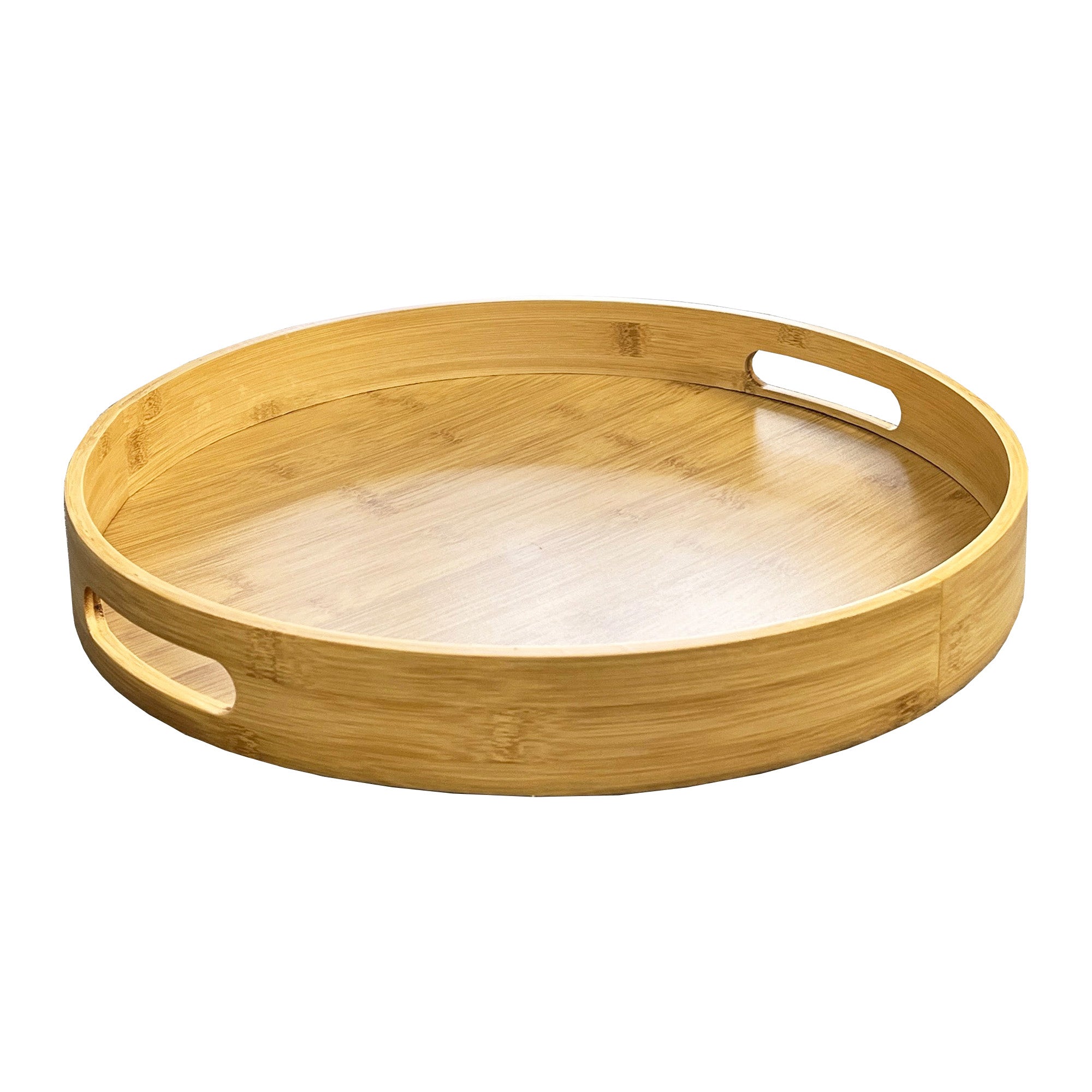 40.5cm Round Bamboo Tray with Handles