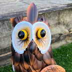 38.5cm Tall Brown Owl Garden Ornament - Metal