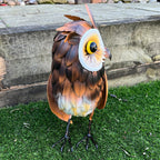 38.5cm Tall Brown Owl Garden Ornament - Metal