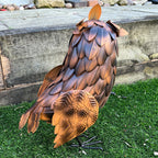 38.5cm Tall Brown Owl Garden Ornament - Metal