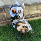 38.5cm Tall White Owl Garden Ornament - Metal