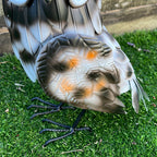 38.5cm Tall White Owl Garden Ornament - Metal