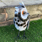 38.5cm Tall White Owl Garden Ornament - Metal