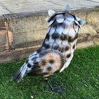 38.5cm Tall White Owl Garden Ornament - Metal