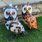 38.5cm Tall White Owl Garden Ornament - Metal