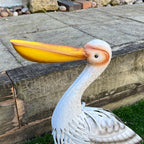 48cm Tall Pelican on Log Garden Ornament - Metal
