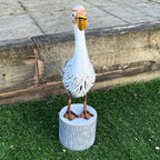 48cm Tall Pelican on Log Garden Ornament - Metal