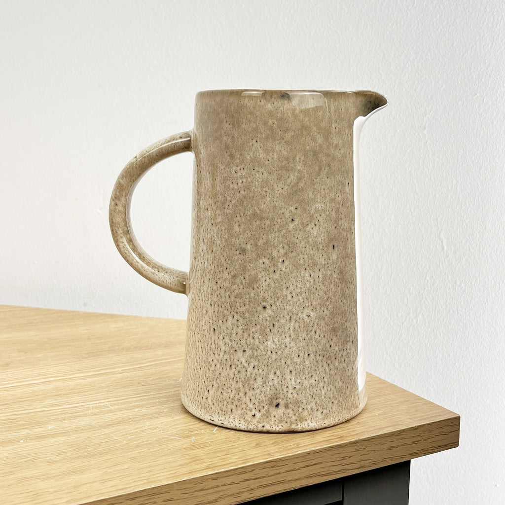 17cm Beige Reactive Glaze Jug / Utensil Pot - Ceramic