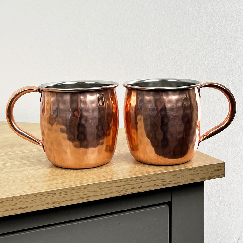 Set of 2 x 450ml Copper Coloured Moscow Mule Stainless Steel Mugs