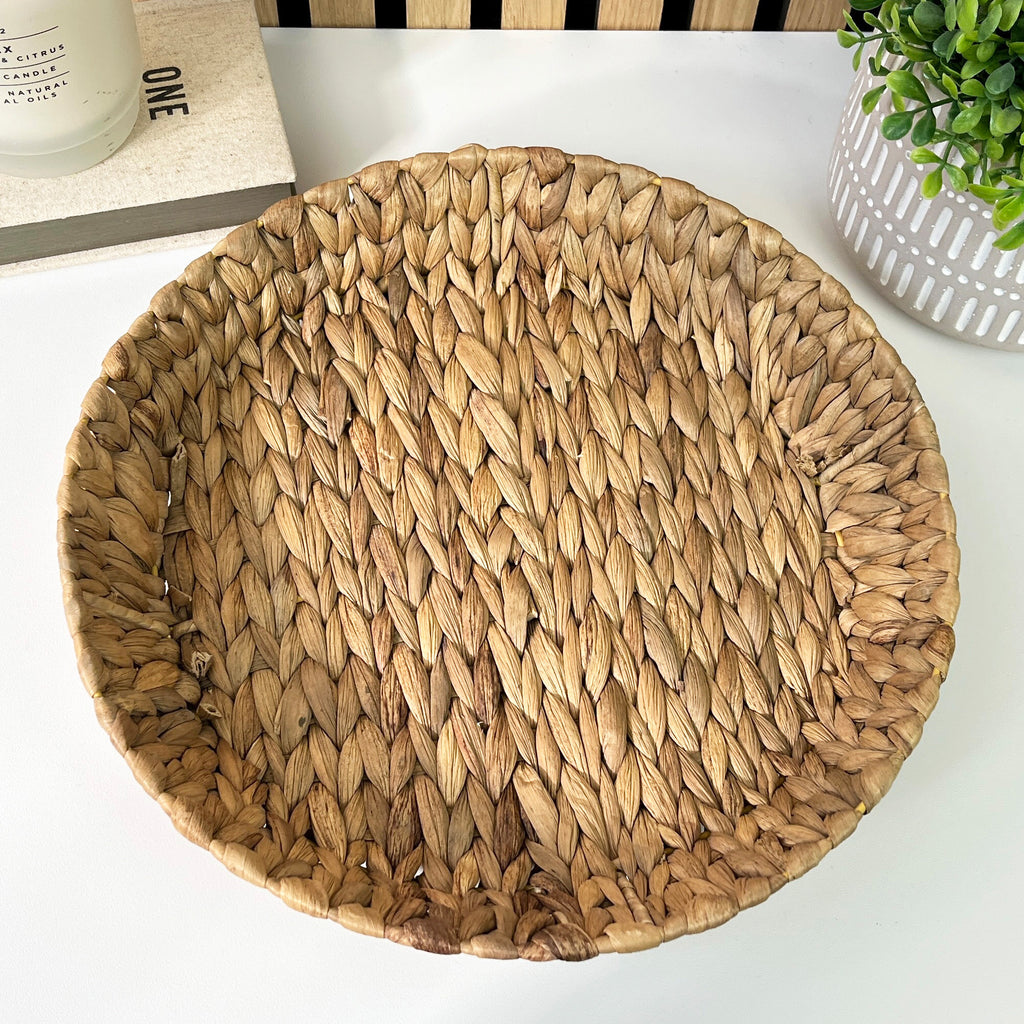 29cm Shallow Woven Water Hyacinth Decorative Bowl