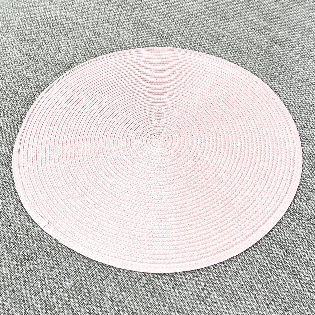 4 x 38cm Pink Round Place Mats Table Settings - Woven Fabric