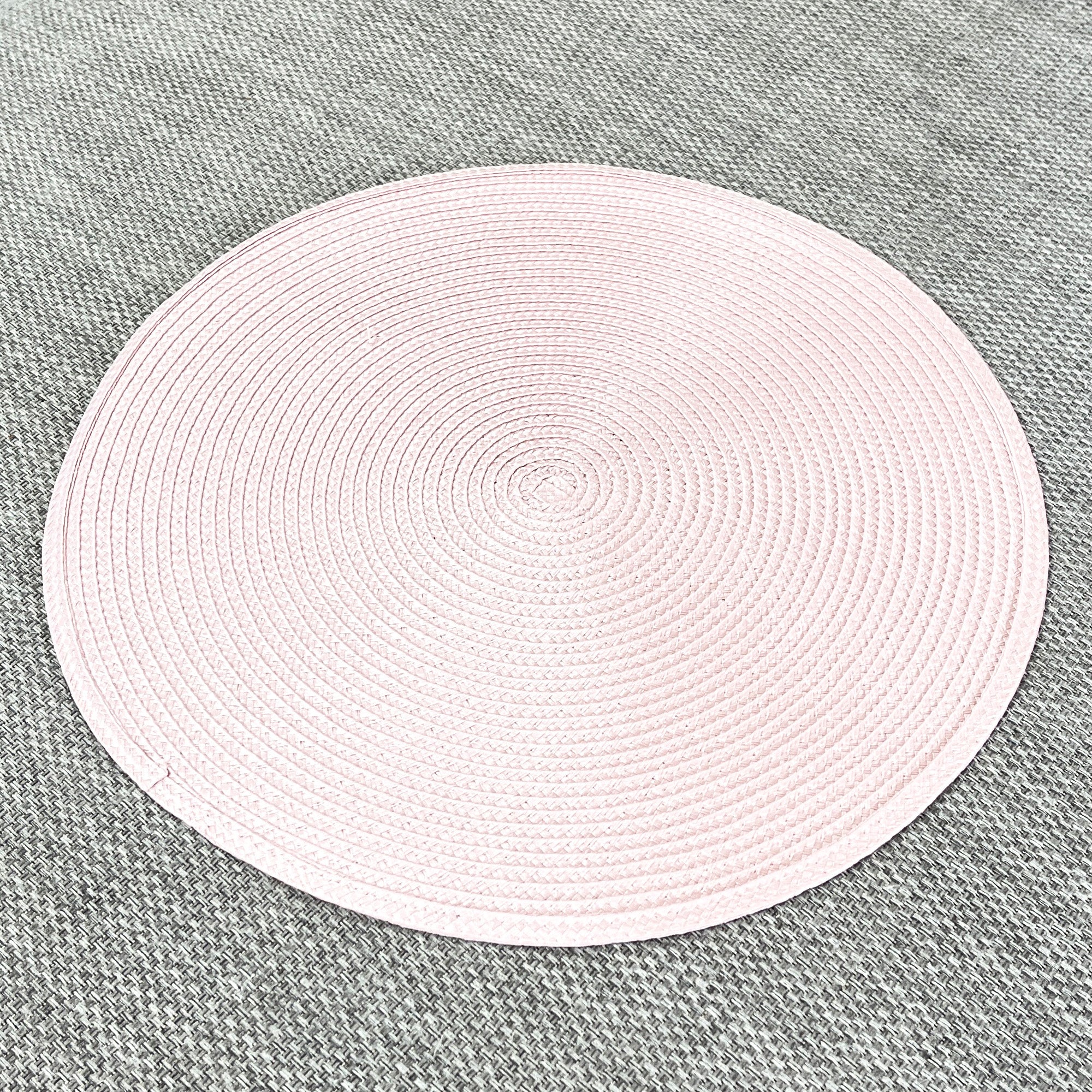 4 x 38cm Pink Round Place Mats Table Settings - Woven Fabric