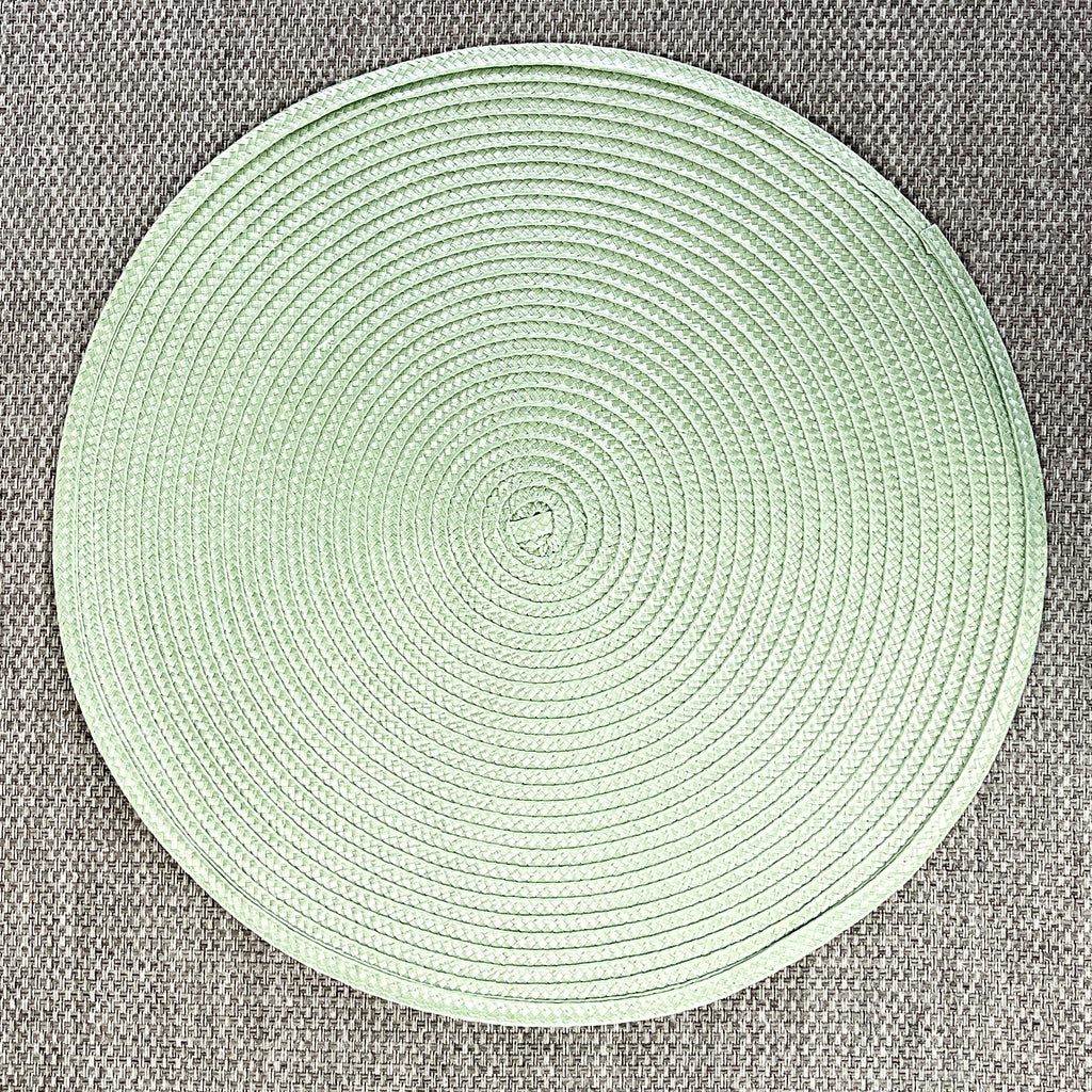 8 x 38cm Green Round Place Mats Table Settings - Woven Fabric