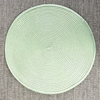 8 x 38cm Green Round Place Mats Table Settings - Woven Fabric