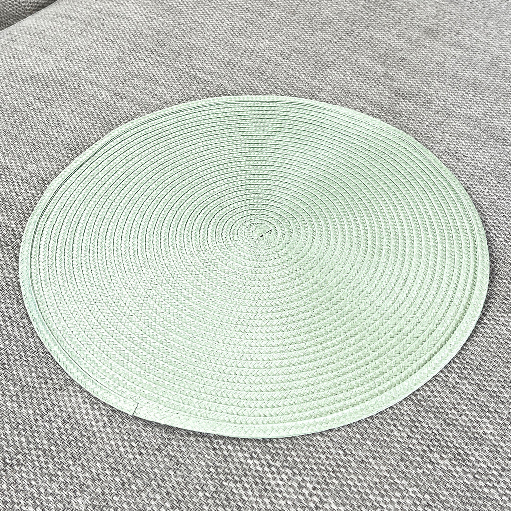 4 x 38cm Green Round Place Mats Table Settings - Woven Fabric