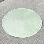 4 x 38cm Green Round Place Mats Table Settings - Woven Fabric