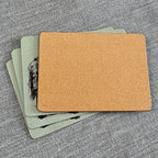 Set of 4 Placemats and Coasters - Green Highland Cow Illustration