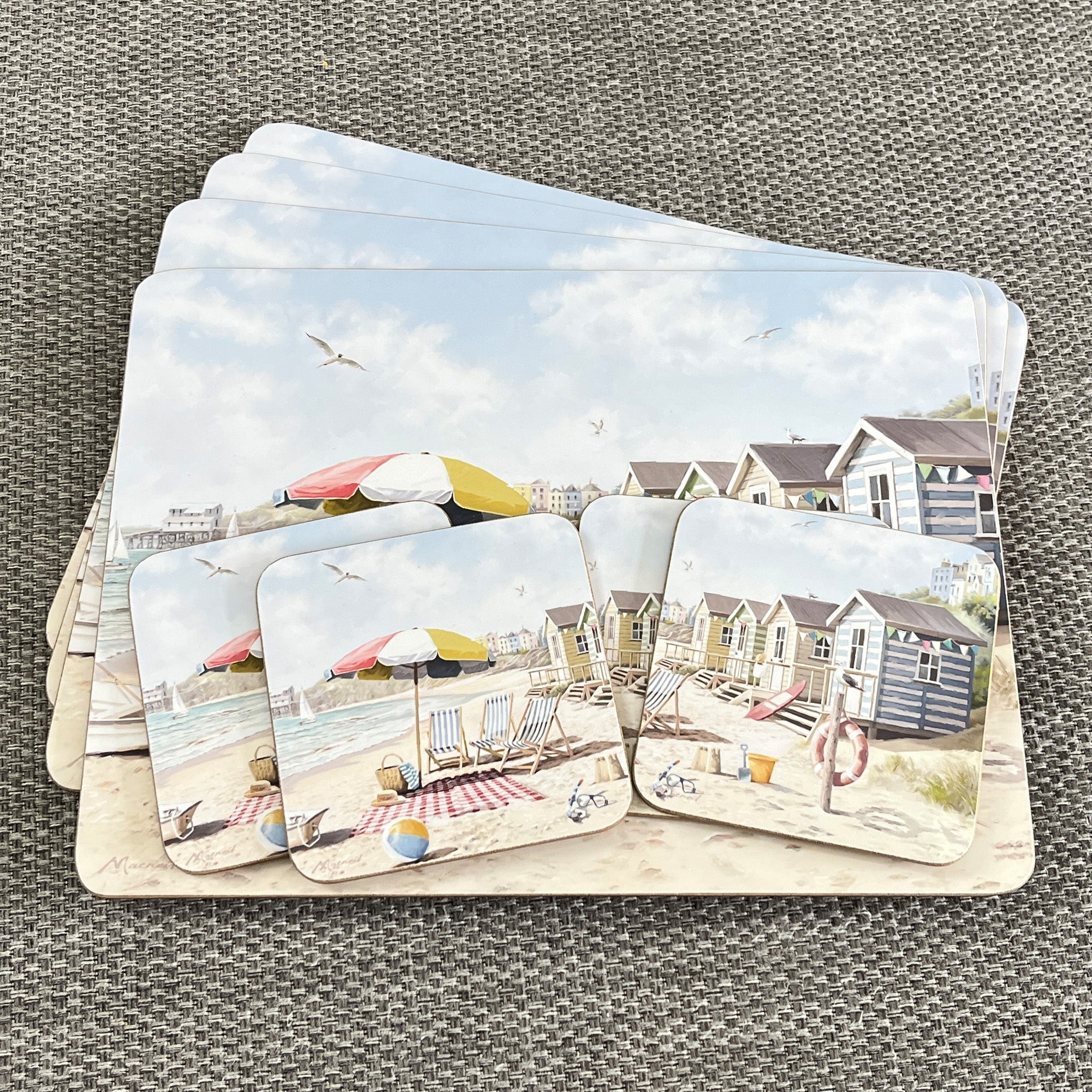 Set of 4 Placemats and Coasters - Beach Huts