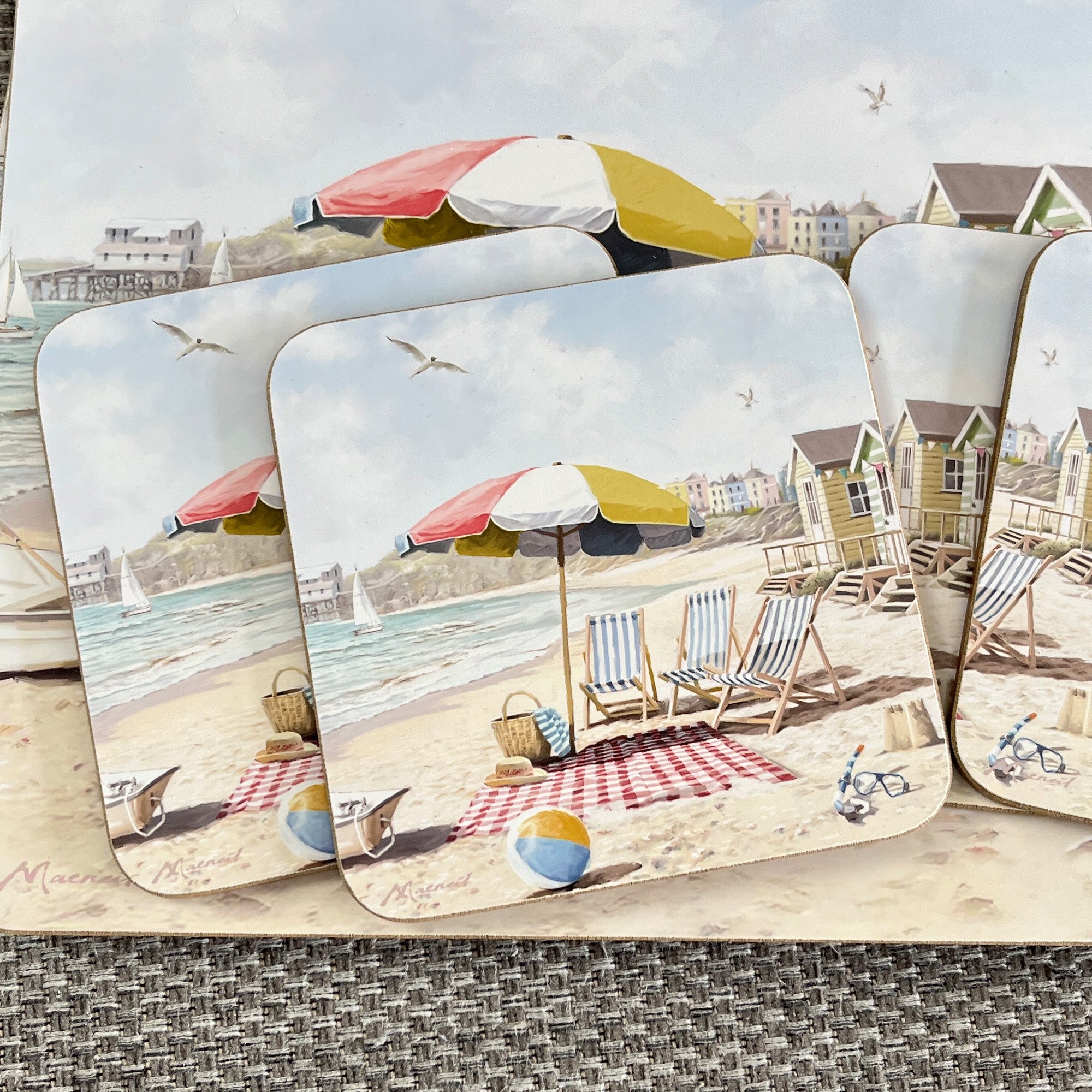 Set of 4 Placemats and Coasters - Beach Huts