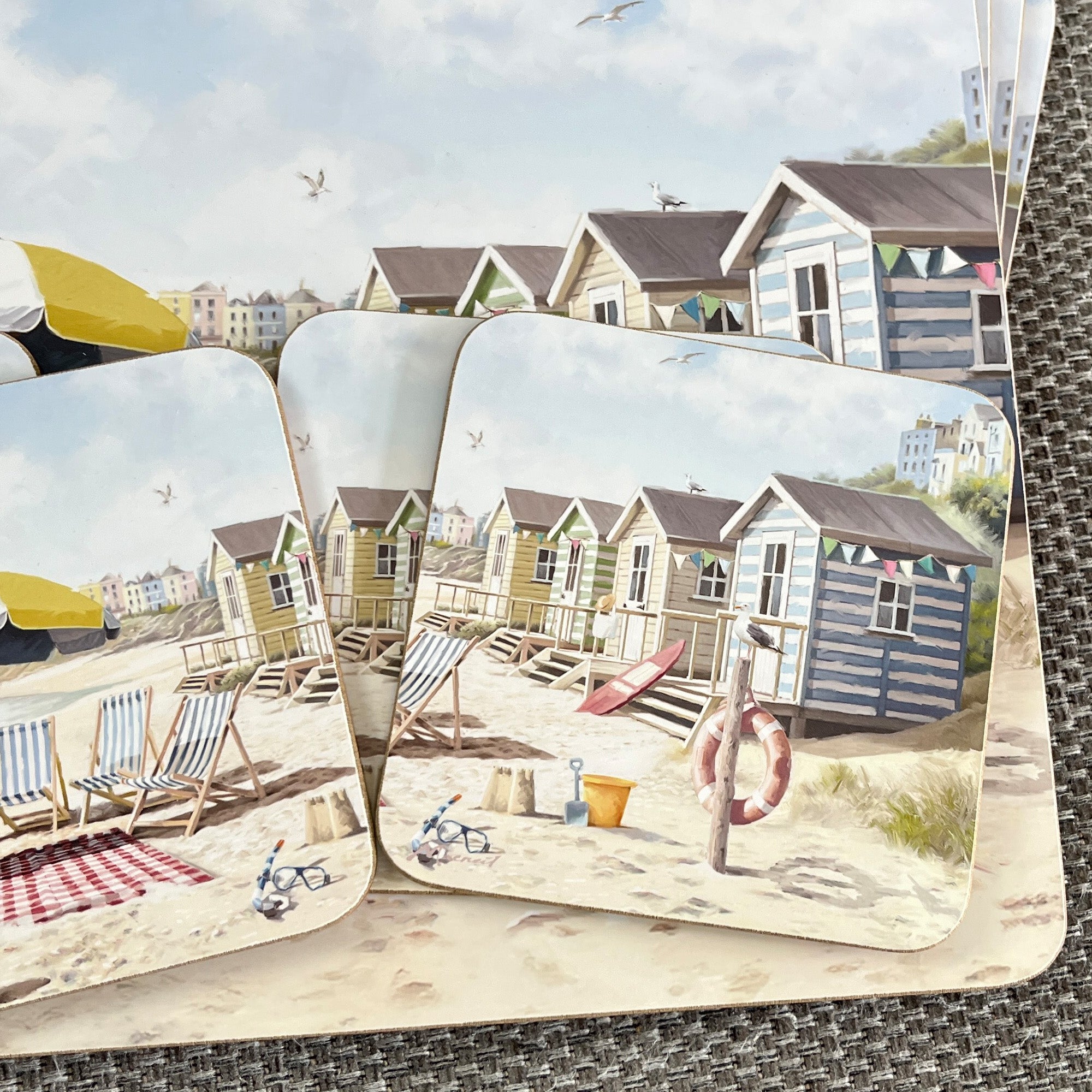 Set of 4 Placemats and Coasters - Beach Huts